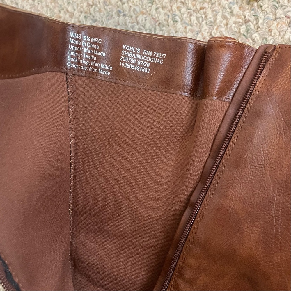 Women’s Knee High Zip Up Cognac Boots - Picture 5 of 10